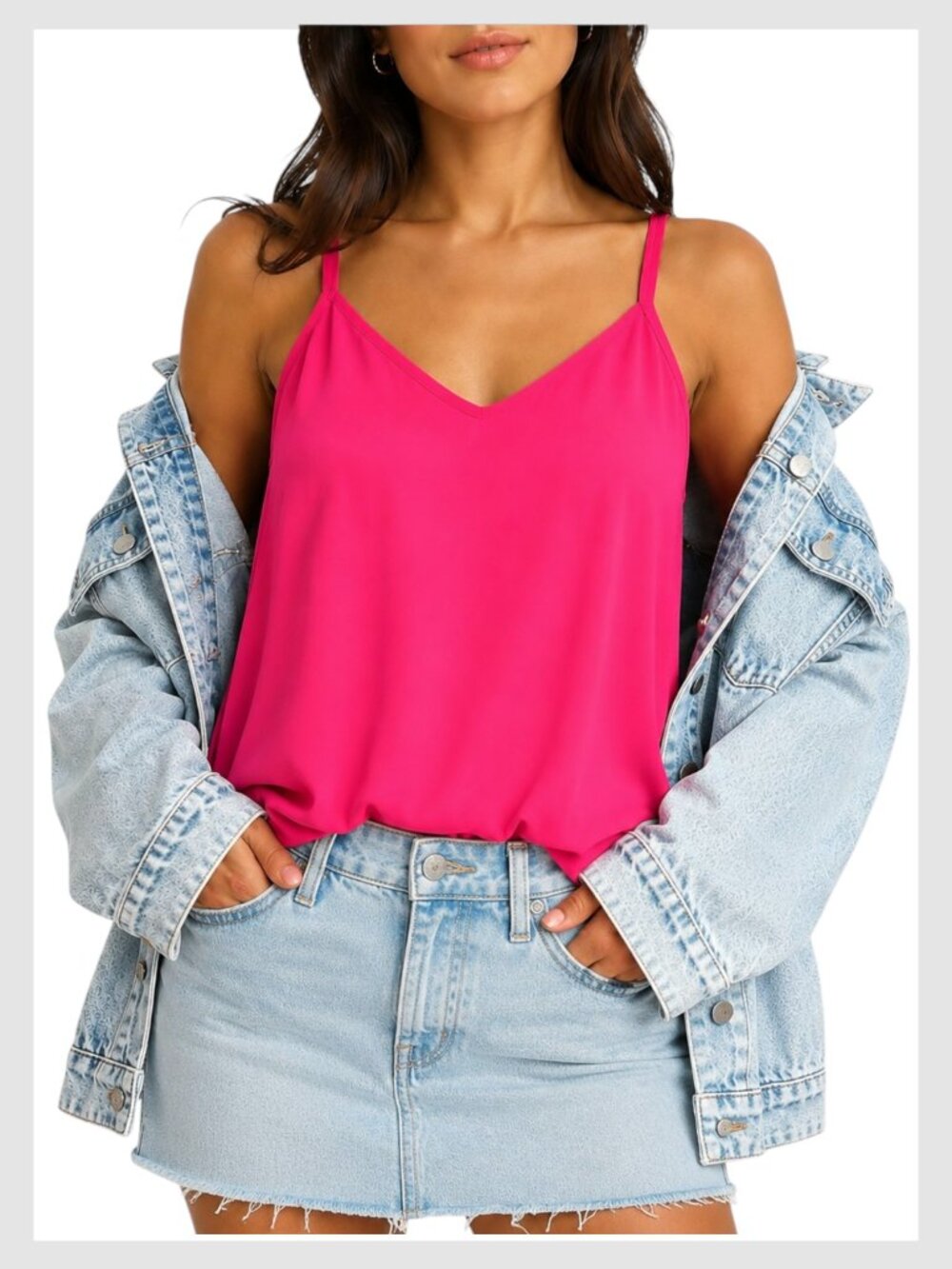 Torrid Cami Top Hot Pink Adjustable Straps Lightweight Size 0